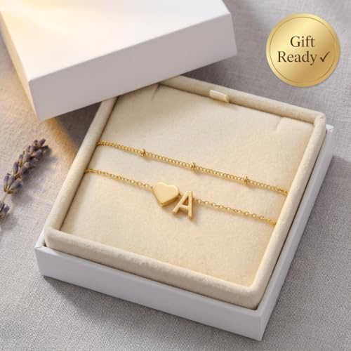 Gold Plated Layered Initial Charm Bracelet for Women - Personalized A-Z Letter Jewelry with Satellite Chain, Adjustable Bracelet Gift for Her, Everyday Wear - color: Gold-A