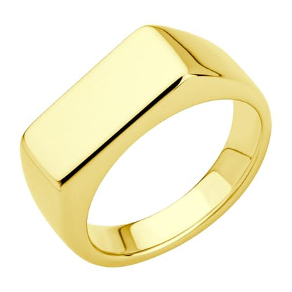 555Jewelry Stainless Steel Solid Plain High Polish Round Signet Ring for Men - color: Rectangle Gold
