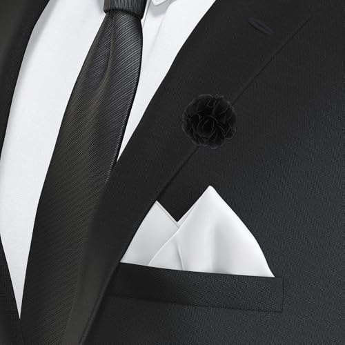 PATIKIL Flower Boutonnieres Pin, Lapel Pin for Men Camellia Flower for Suit Wedding Graduation Anniversary Graduation Outfit Accessories - color: Black