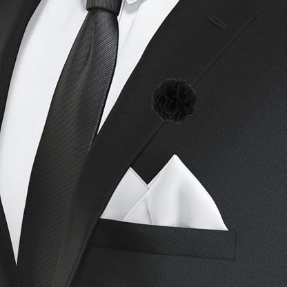PATIKIL Flower Boutonnieres Pin, Lapel Pin for Men Camellia Flower for Suit Wedding Graduation Anniversary Graduation Outfit Accessories - color: Black