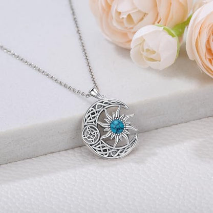 Witch Necklace 925 Sterling Silver Pentagram Triple Moon Pentacle Pendant Wiccan Pagan Jewelry Witchy Gifts for Women - style: Witches Knot