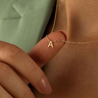Small Initial Necklace 18K Gold Plated Stainless Steel Tiny Letter Necklace Personalized Monogram Name Necklace for Women - style: Gold U