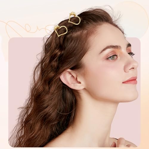 CWJCYTNSN 12PCS Mini Heart hair Claw Clips, Gold Small Metal Hair Clips, Cute Tiny Hair Clips for Thin Thick Hair, Little Love Hair Jaw Clamps for Women Girls Teens Hair Accessories - color: Gold heart