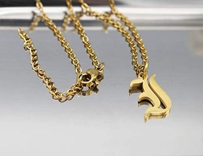 Women's Old English Initial Necklace 18K Gold Plated Stainless Steel Letter Pendant Gift - style: I
