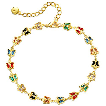 Ankle Bracelets for Women 18K Gold Plated Anklet for Women Gold Charm Anklet Waterproof Summer Beach Foot Chain Jewelry Gifts - style: Butterfly