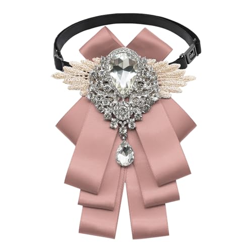Big Rhinestone Bow Ties，Bowtie Pre-Tied Bowties Men Women | Suit for tuxedo party wedding - color: Pink