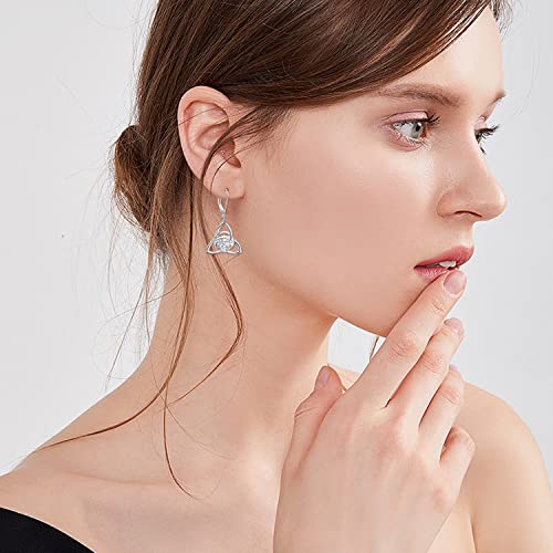S925 Sterling Silver Celtic Knot Earrings for Women Irish Good Luck Drop Dangle Hook Earrings - style: Dangle Leverback - Celtic Claddagh