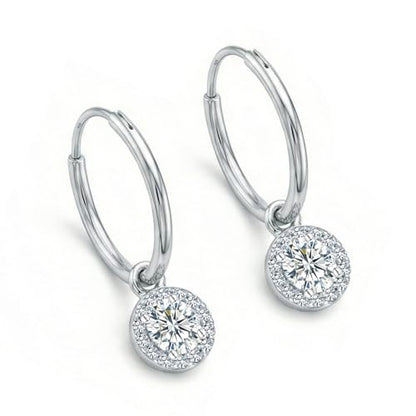 LeCalla 925 Sterling Silver Huggie Hoop Earrings for Women | Rhodium-Plated CZ & Moissanite Dangle Hoop Earrings | Heart, Double Hoop & 3 Stone Designs Hoops | Hypoallergenic Small Hoops Earring Gift for Women - style: Design 06 – Hoops with CZ Charm