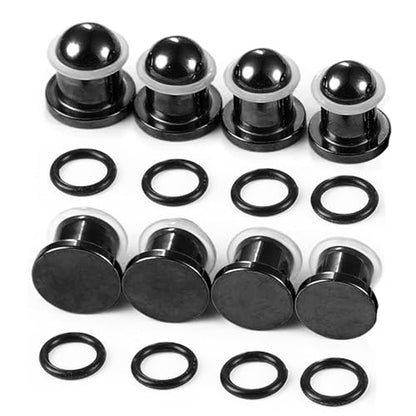 LADEMAYH Comfy Dead Stretching Ear Tapers Stretching Kit, Small Gaps Packed, 0.5mm Increments, Surgical Stainless Steel 316L, Flat Top Ear Plugs, Pain-Free Body Piercing Jewelry for Women & Mens - color: Black, size: 8.5-10mm 8pcs