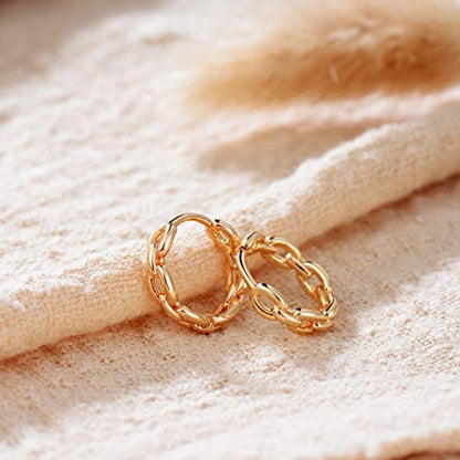 Cubic Zirconia Huggie Earrings 14k Gold Plated Tiny Earrings Small Huggie Hoop Earrings Simple Lightweight Hoops Gift for Women - color: Open hoop