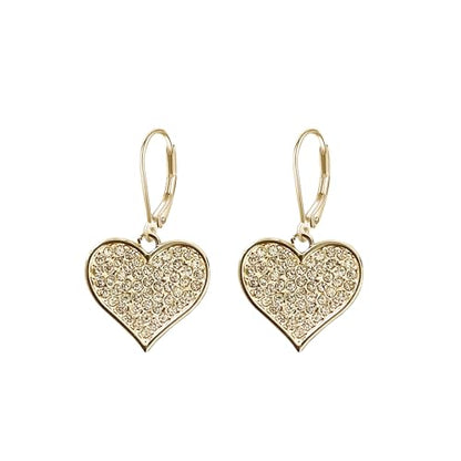 Sparkling Rhinestone Heart Hoop Earrings for Women Charming Heart-Shaped Huggie Earrings Valentine Day Jewelry - color: Gold