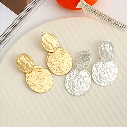 Matte Gold Vintage Clip Drop Earrings for Women Clip on Earrings Statement Earrings Gift for Mom