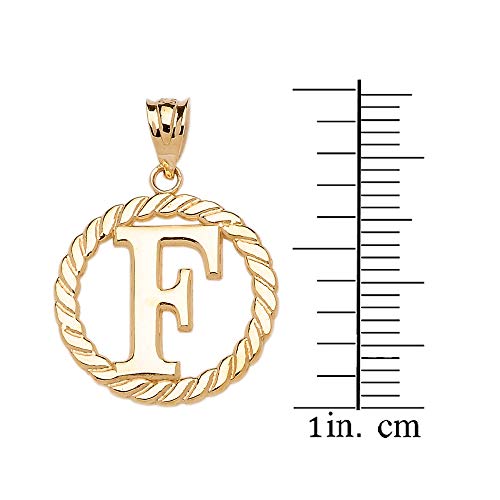 Polished 10k Yellow Gold Personalized Initial "A-Z" Roped Circle Charm Pendant - style: F