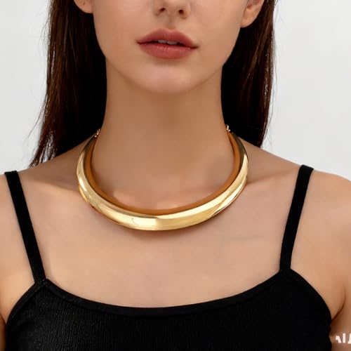 Collar Necklace for Woman Trendy Silver Choker Necklaces for Woman Statement Open Round Collar Choker Necklace - style: Style 8
