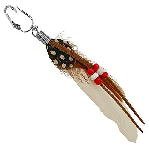 Aloha Earrings-Clip On Real Feather Earrings-Dangle Clip On Earrings Tassel Long Clip Earrings Bohemian - color: White Feathers