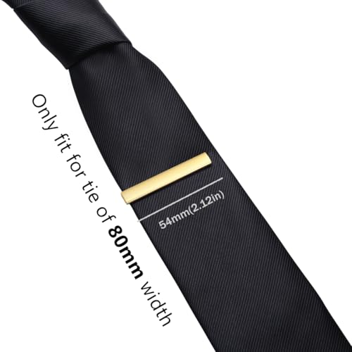 HONEY BEAR 2.12" Standard Tie Clip Bar 3-Piece Set for Men Wedding Business | Classic Minimalist, Steel-Plated Copper Base, Gift-Boxed, Thickened, Rounded Corners, Easy to Slide On, No Snag or Wrinkle - style: Gold Brushed Horizontal with box