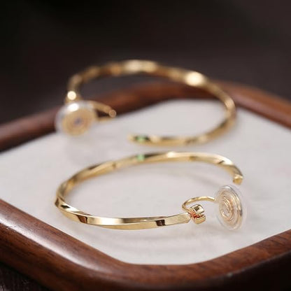 Gold Clip On Hoop Earrings for Women Large Rhinestone Statement Hoops Non Pierced Earrings Wedding Bridesmaid Party Jewelry - color: B1:gold