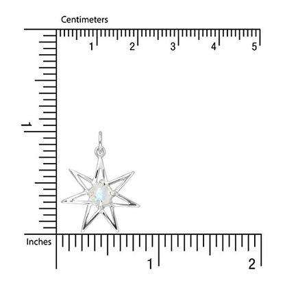 WithLoveSilver 925 Sterling Silver Morning Fairy Star Moon Natural Moonstone Pendant