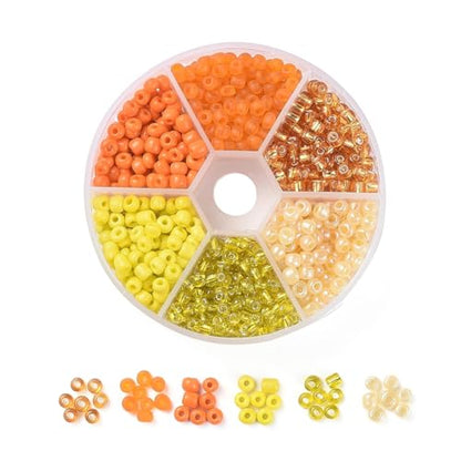 1Box 6/0 Glass Seed Beads 4mm Small Beads Round Loose Spacer Bead for DIY Friendship Bracelet Necklace Earring Summer Jewelry Making Phone Starp Craft Supplies Hole: 1~1.5mm About 600pcs/box Yellow - color: Yellow-4mm