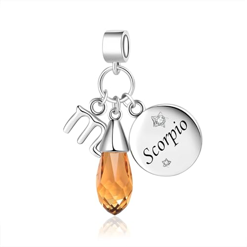LSxAB Birthday Birthstone Zodiac Sign Charm Compatible with Pandora Charms Bracelets for Women - style: 11 Scorpio