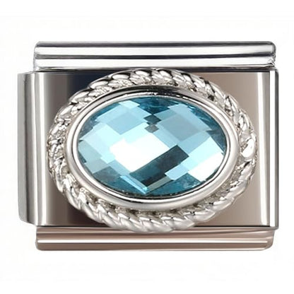 Birthstone Charms for Italian Charm Bracelet, 9mm, Birthday Gift - color: March