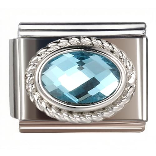 Birthstone Charms for Italian Charm Bracelet, 9mm, Birthday Gift - color: March