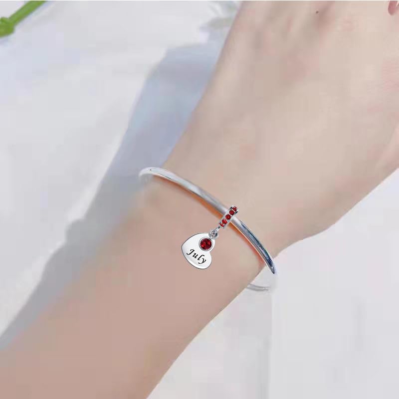 NARTGO January-December Birthstone Birthday Charm Heart Dangle Beads Jewelry Gift for Women Compatible with Pandora Bracelets & Necklaces - style: July Birthstone
