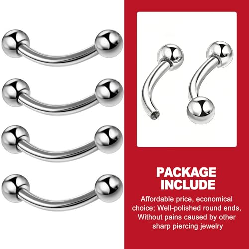 8Pack 16G 6-12mm 316L Surgical Steel Eyebrow Rings Curved Barbell Rook Daith Anti Eyebrow Piercing Jewelry Vertical Labret Jewelry for Women Men