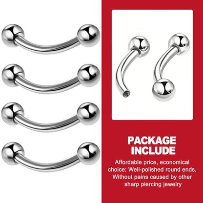 8Pack 16G 6-12mm 316L Surgical Steel Eyebrow Rings Curved Barbell Rook Daith Anti Eyebrow Piercing Jewelry Vertical Labret Jewelry for Women Men
