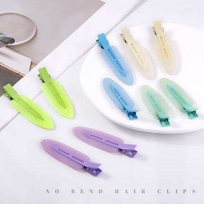 10 Pcs Creaseless No Crease No Bend Flat Hair Clips For Styling Non Slip Makeup Clips For Women Salon Hairstyle,Jelly White Green Neon-Green Blue Purple - color: Jelly White Green Neon-Green Blue Purple