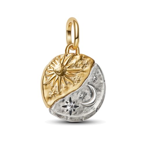 925 Sterling Silver Dangle Charm Fit Women Bracelet And Necklaces Jewelry | Medallion Pendants Beads Jewelry Charms for Women Fashion Gift Family Friends Mother's Day - color: Sun and Moon Medallion Charm M1785