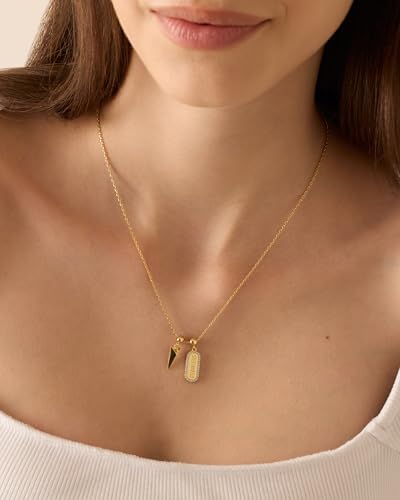 PAVOI 14K Gold Plated Dainty Necklace with Removable Charms Set for Women | 2 and 3-Pack Small Motif & Mantra Pendants, Adjustable Chain Gold Charm Necklace, Cute Jewelry Gifts - style: Fearless Pack
