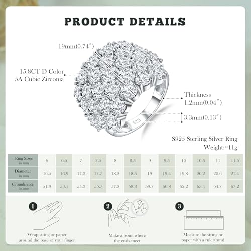 925 Sterling Silver Pave Birthstone Chunky Statement Rings for Women Men | 14K Gold Plated/Silver Large Dome Ring Birthday Cocktail Jewelry,Size 6 to 10(with Gift Box) - color: 04-Cubic Zirconia-Apr.