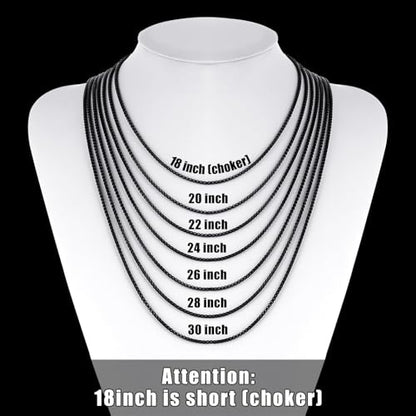 Fiusem Pendant Necklace for Men, Stainless Steel Bar Chain | Silver Tone/14k Gold Plated/Black Mens Pendant Necklaces with 2.5mm Box Chain, Jewelry Gifts 18-28 Inch - color: black, size: 24 Inches, style: Clasp Diamond Rectangle