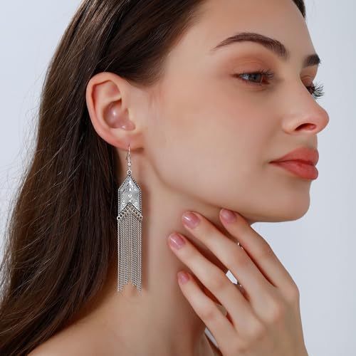 Ritach Dangle Earrings for Women 14k Gold Formal Fringe Long Dangle Tassel Earrings Chandelier Jewelry for Party Prom - style: NST-F