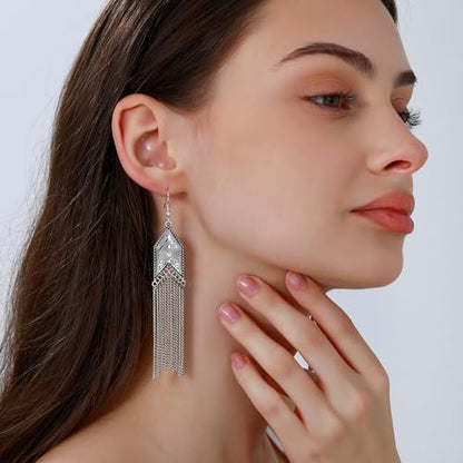Ritach Dangle Earrings for Women 14k Gold Formal Fringe Long Dangle Tassel Earrings Chandelier Jewelry for Party Prom - style: NST-F