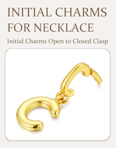 OVRUNS Initial Charm for Women Letter Bracelet Necklace Charms With Clasp | Alloy,nickel,safe for sensitive skin,Pendant with install clasp,fits bracelets with necklaces,great for gift - color: Gold, style: Letter C