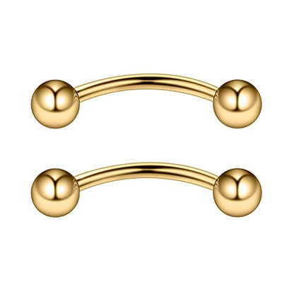 Ruifan 14G 14mm Surgical Steel Eyebrow Snake Eyes Tongue Navel Belly Ring Body Piercing Jewelry 2-6PCS - color: 14G 9/16" (14mm) Gold -2PCS