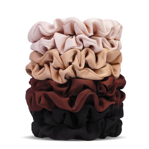Ultra-Petite Satin Scrunchies for Women – 8PCS Neutral No Damage Hair Ties (Black, Blonde, Dark Brown, Light Brown) – No Crease, Frizz-Free, Gentle Elastic Bands for Day & Night, Perfect Gifts - color: Small-Neutral