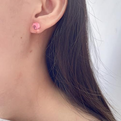 Dazzling Crystal Disco Ball Cartilage Stud Earrings for Women Mom Stainless Steel Austrian Colorful 6mm/8mm CZ Tragus Screw Flat Back Helix Tiny Studs Earring Fashion 60's 70's Jewelry Prom Party 20G - color: Pink,8mm