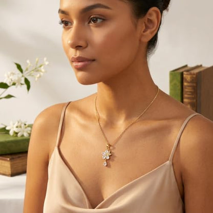 Gold Plated Whimsical & Nature Inspired Pendant Necklace for Women - 3D Charm Jewelry for Tea Lovers, Good Luck & Layering, Adjustable Chain