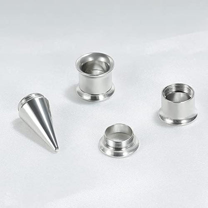 36PCS Ear Gauge Stretching Kit Stainless Steel Double Flare Alloy Tapers 3 In 1 Plugs Set Eyelet 14G-00G - color: (1.6-10mm)-Silver-Flare