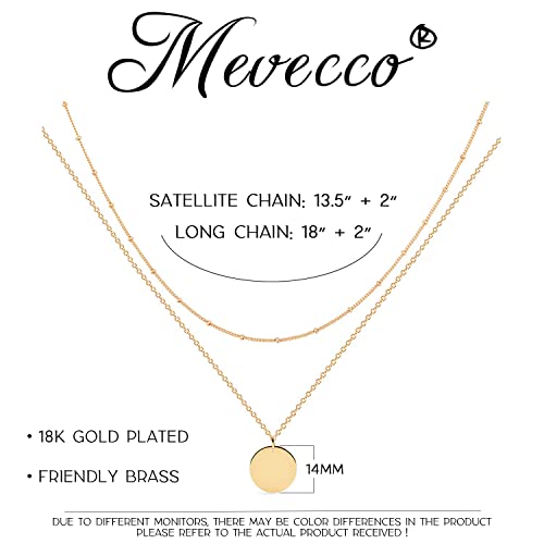 MEVECCO Dainty Pendant Layered Necklaces for Women | 18K Gold Plated Brass, 2-Piece Set With A Choker-Length Upper Layer, Wear Together Or Separately, Refined Everyday Style - style: Bead,Chain,Elegant,Gold Plated,Simple