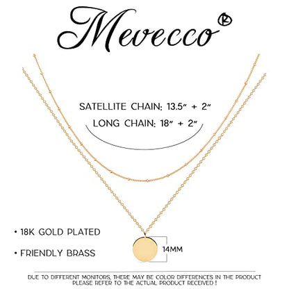 MEVECCO Dainty Pendant Layered Necklaces for Women | 18K Gold Plated Brass, 2-Piece Set With A Choker-Length Upper Layer, Wear Together Or Separately, Refined Everyday Style - style: Bead,Chain,Elegant,Gold Plated,Simple