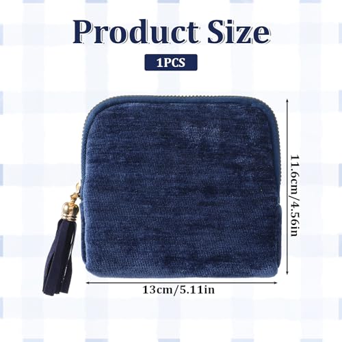 Styquenzer 1 Pack Travel Jewelry Case Organizer, Small Zipper Pouch Bag for Women, Soft Chenille Anti-Scratch Portable Storage + for Earrings Necklace Rings (Dark Blue)
