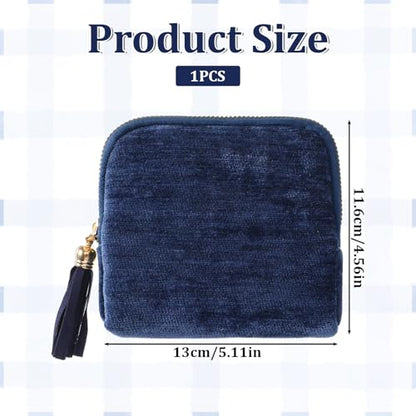 Styquenzer 1 Pack Travel Jewelry Case Organizer, Small Zipper Pouch Bag for Women, Soft Chenille Anti-Scratch Portable Storage + for Earrings Necklace Rings (Dark Blue)