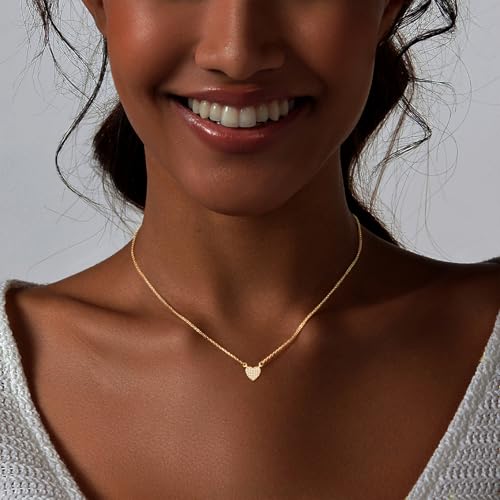 Luxval Diamond Pendant Gold Necklace for Women，Dainty 18k Gold Plated Choker Necklaces Simple Gold Jewelry Gifts for Women - color: Gold-small heart