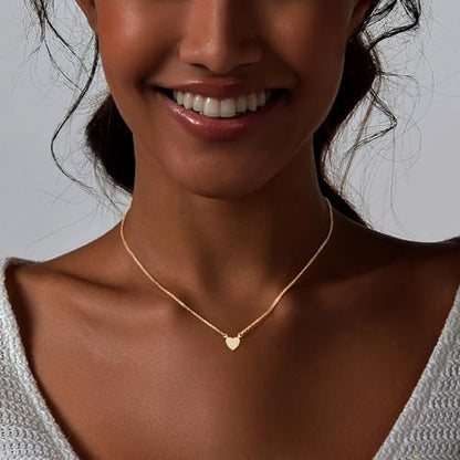 Luxval Diamond Pendant Gold Necklace for Women，Dainty 18k Gold Plated Choker Necklaces Simple Gold Jewelry Gifts for Women - color: Gold-small heart