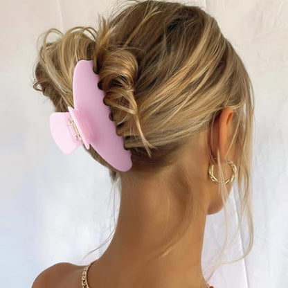 MAORULU Cute Claw Clip for Women – 4.3'' Large Acetate Hair Clips for Thick Thin Curly Long Hair, Durable Hair Clamps Non-slip Jaw Clip, Strong Hold, Stylish French Design (Jelly Pink) - color: Jelly Pink