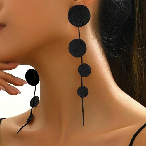 Gold Dangle Earrings for Women Long Statement Drop Boho Gold Chandelier Disc Tassel Earrings Dangle for Party Wedding Trendy Jewelry Gifts - color: K1